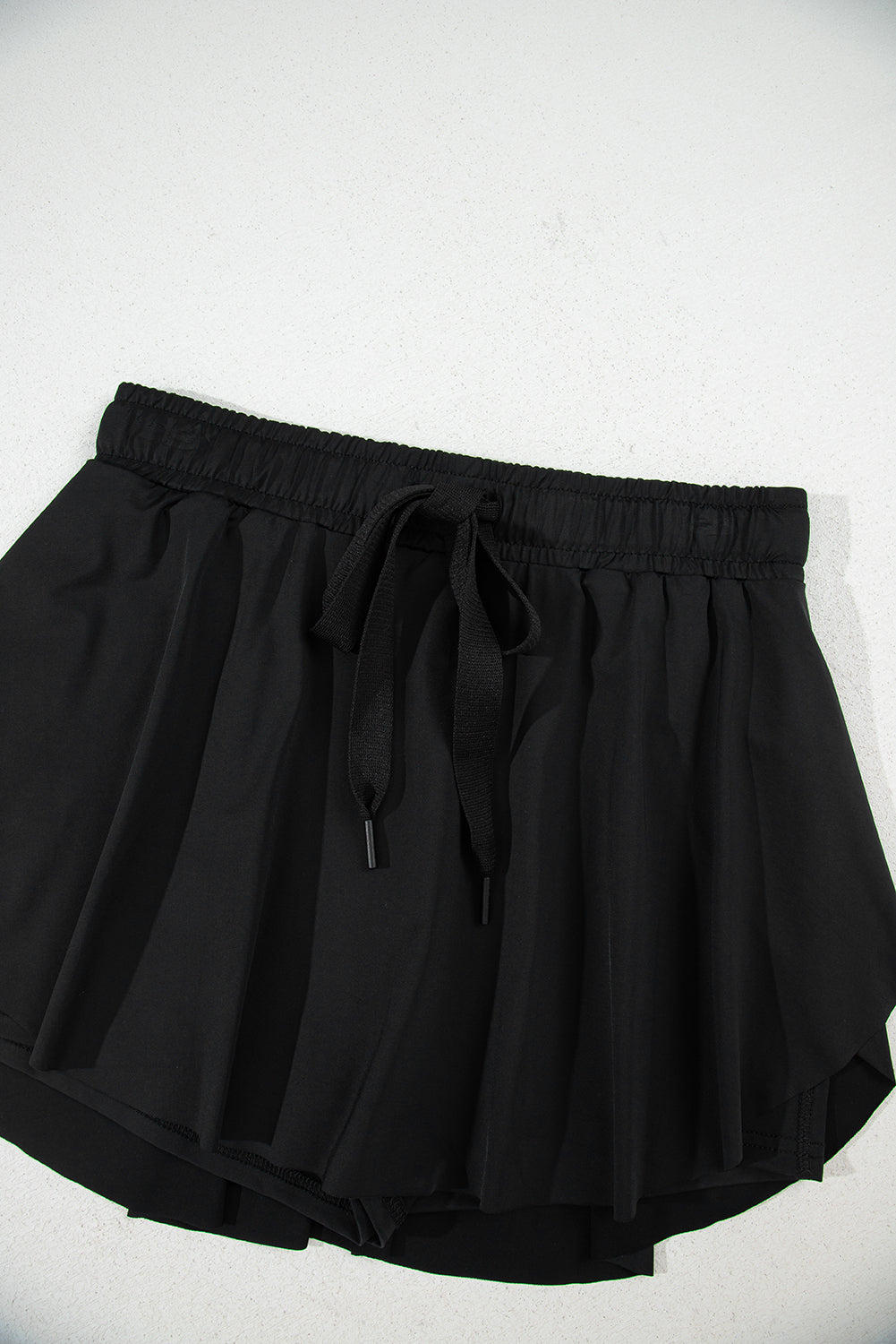 Black Drawstring High Waist Lined Tennis Skort