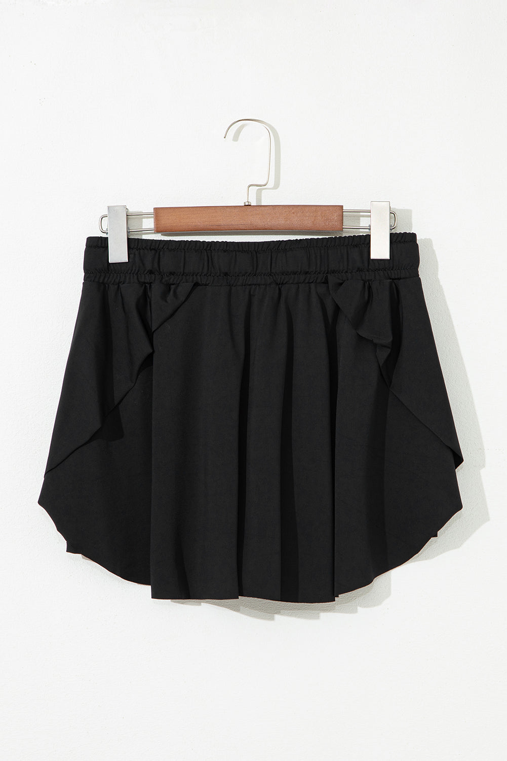 Black Drawstring High Waist Lined Tennis Skort