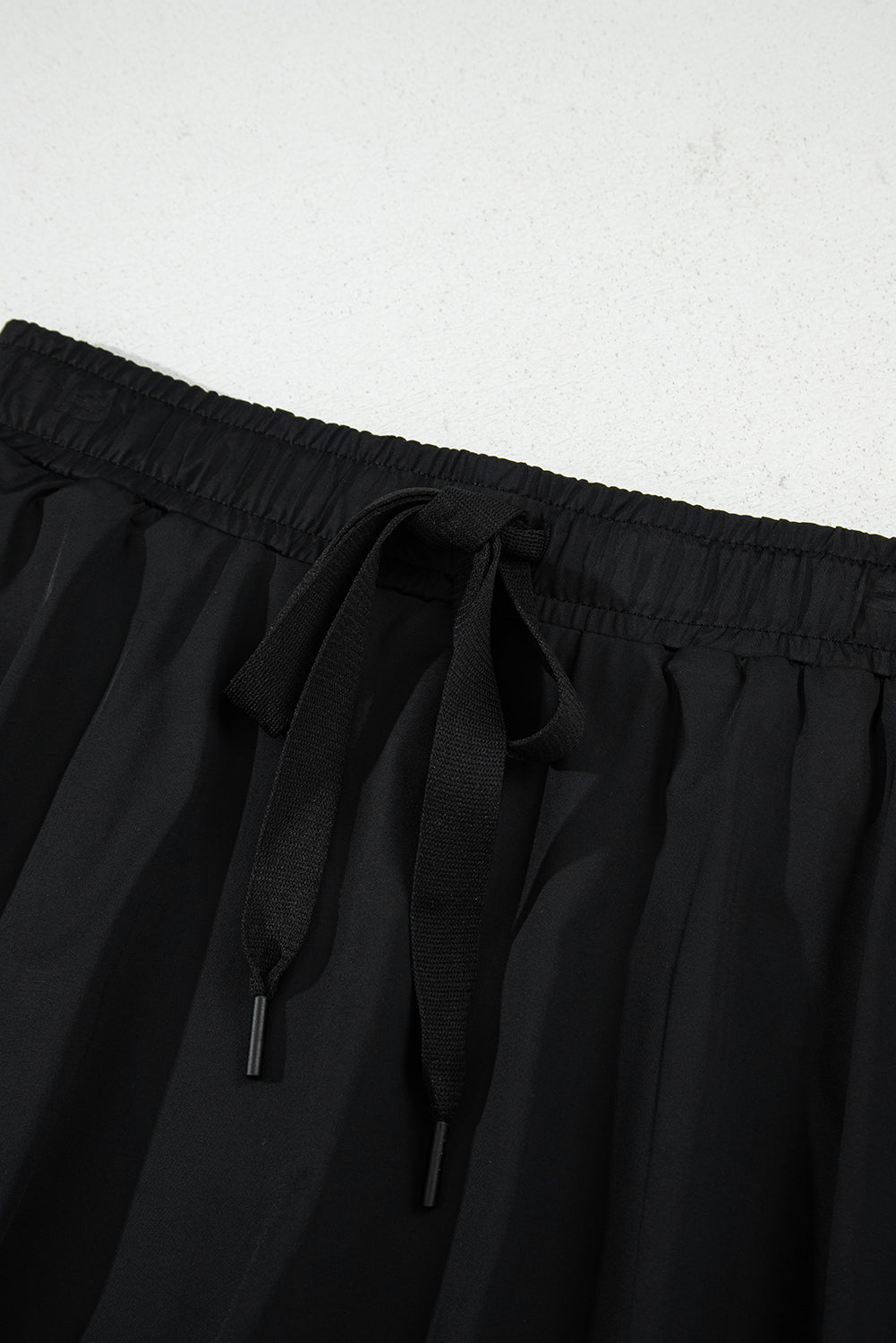 Black Drawstring High Waist Lined Tennis Skort