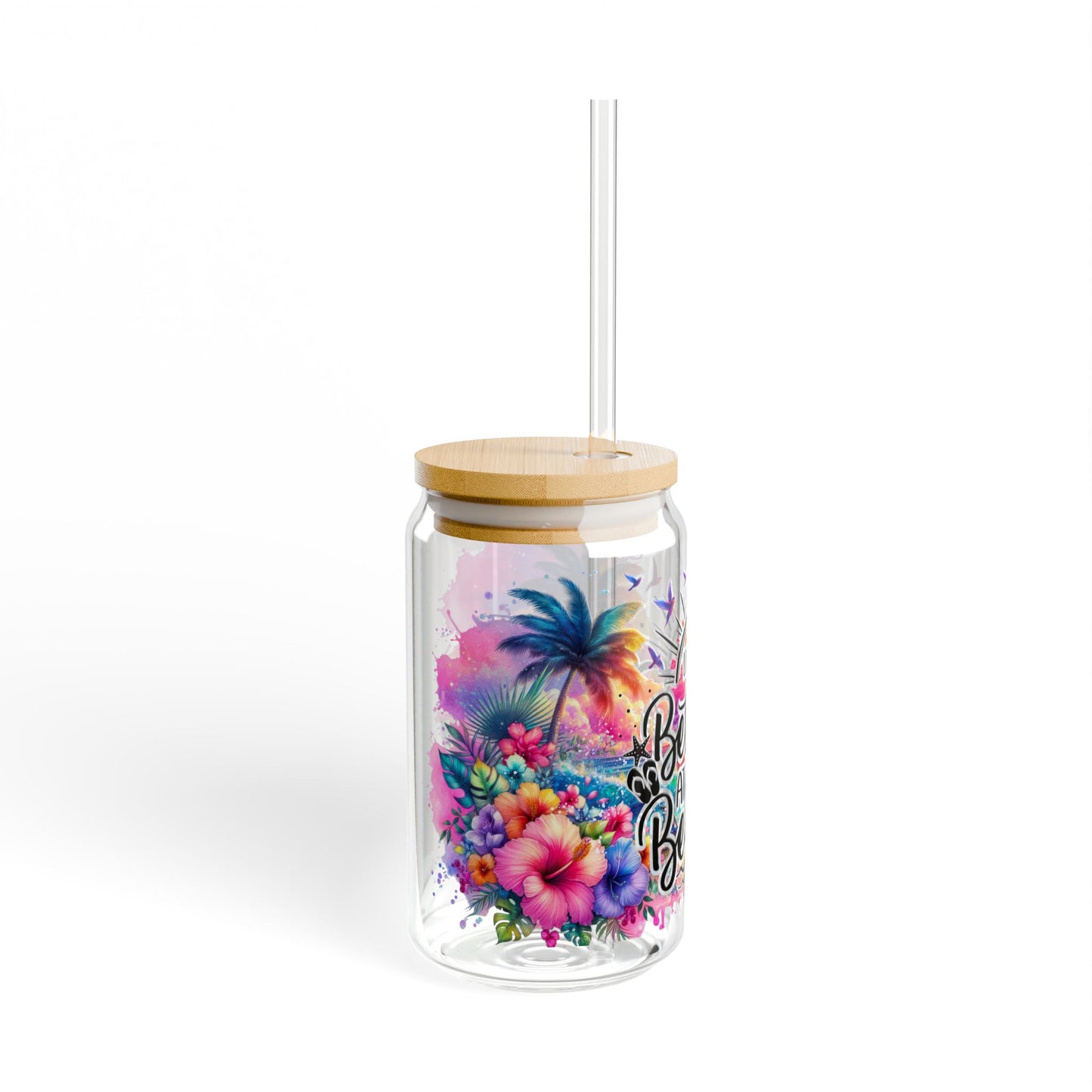 Tropical Sipper Glass, 16oz - Life is Better at the Beach Drinkware, Summer Cup, Beach Lover Gift, Colorful Glass, Eco-Friendly [...]