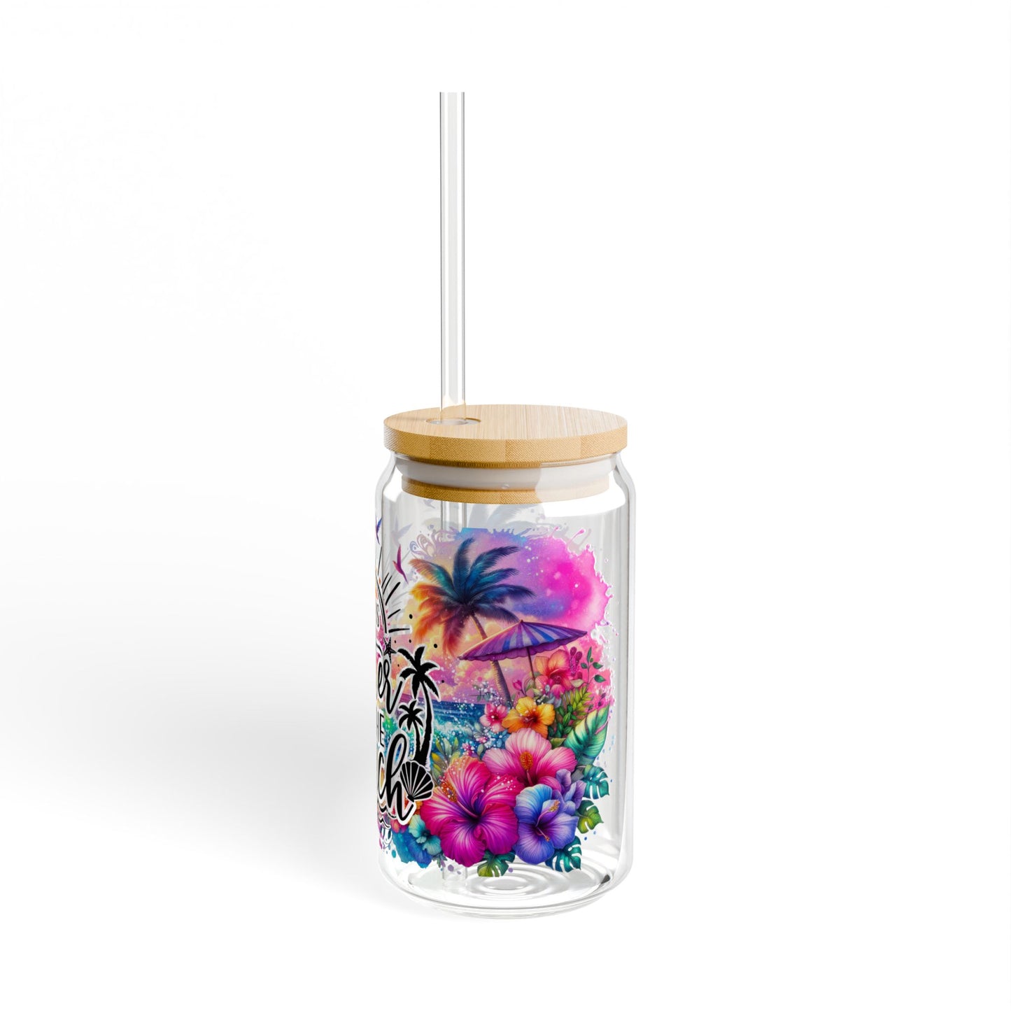 Tropical Sipper Glass, 16oz - Life is Better at the Beach Drinkware, Summer Cup, Beach Lover Gift, Colorful Glass, Eco-Friendly [...]